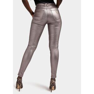 Guess Women’s 1981 High Rise Skinny Jeans Foil Grey Metallic Size 25